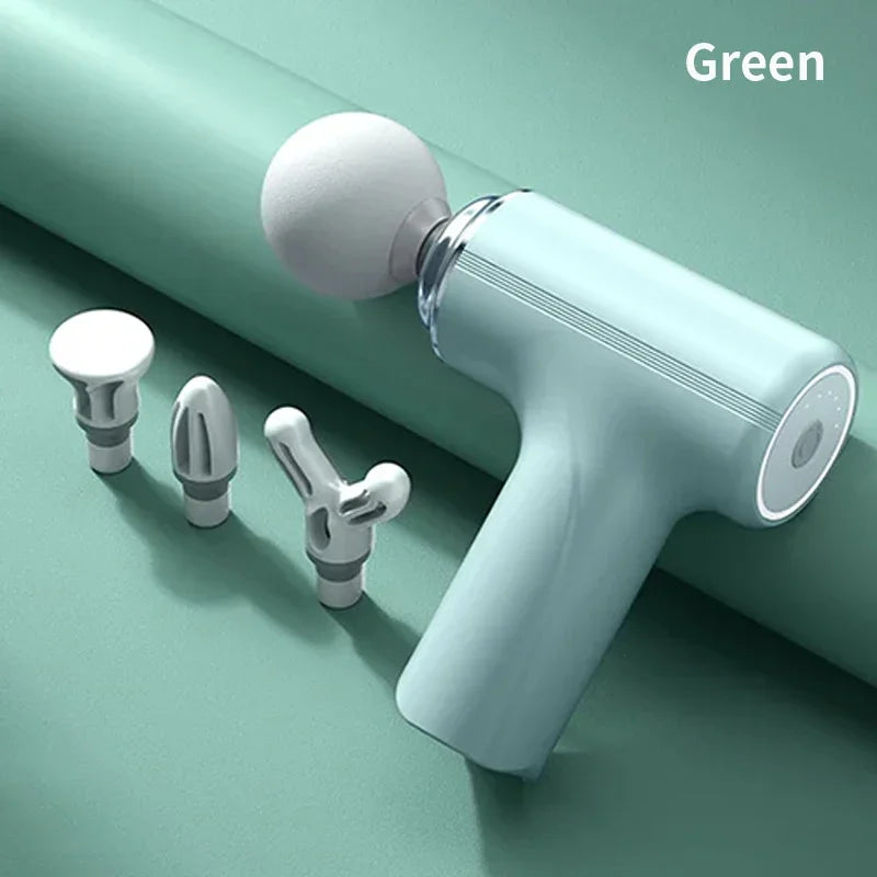 Portable AI Fascial Massage Gun Electric Percussion Massager Body Relaxation With LED Night Light 4 Replaceable Massage Head