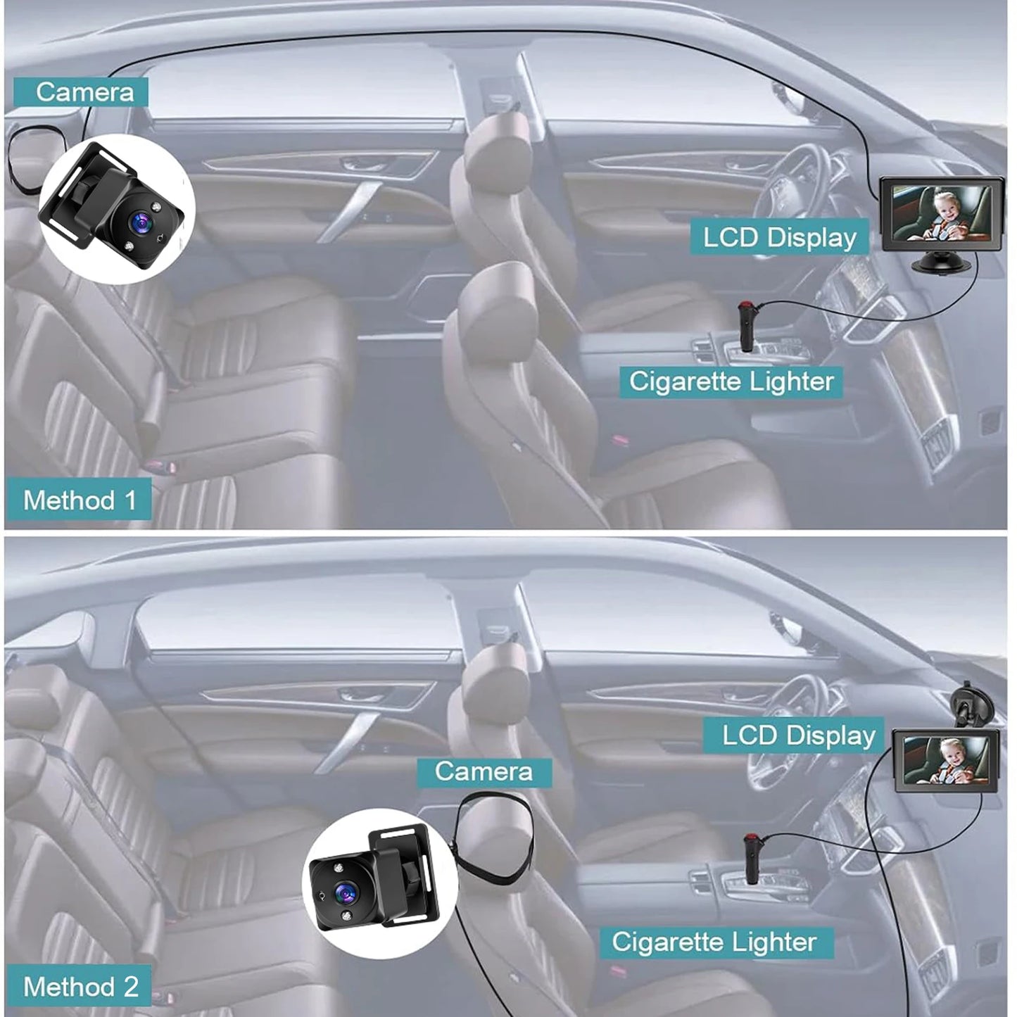 Baby Car Camera 7" Back Seat Baby Car Mirror with Wide Clear View Easily Observe The Baby's Move Baby Car Camera Baby Car Mirror