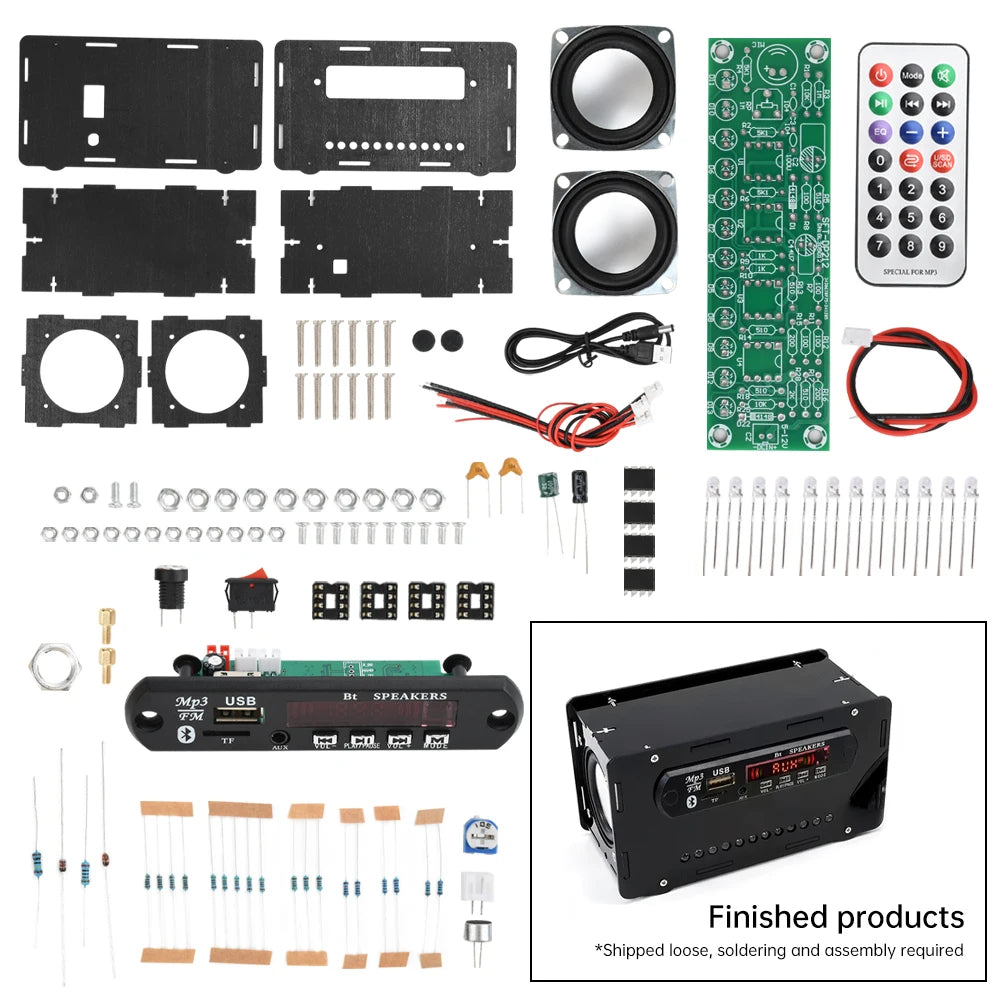 FM Radio DIY Electronics Kit Bluetooth 5.0-Compatible Speaker with Voice-activated Level Indicator DIY Electronics Kit
