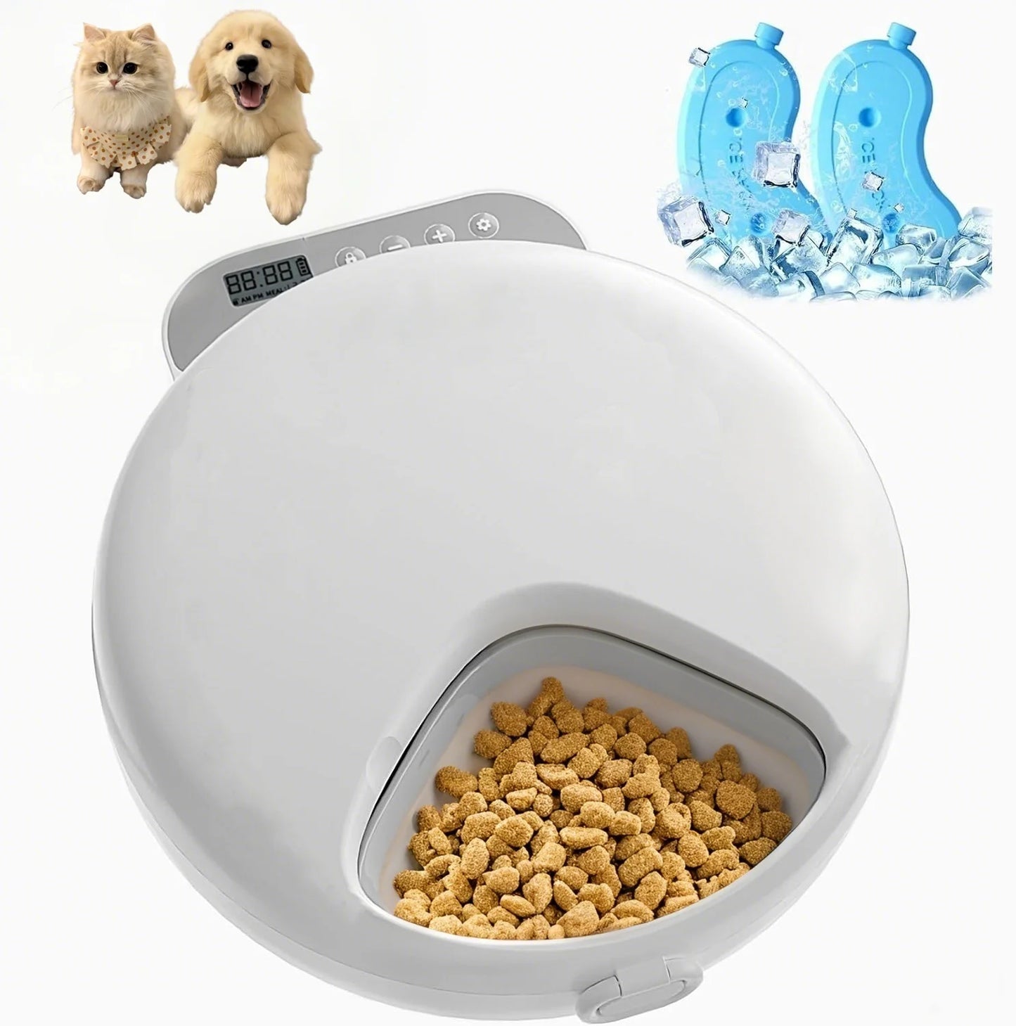 Automatic Pet Feeder Smart Cat Food Dispenser for Wet Food and Dry Food, Cat Automatic Feeder ,Ice box sold separately