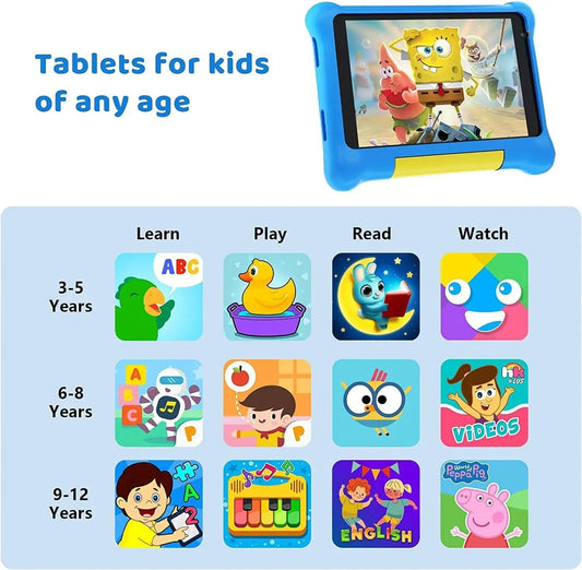 Kid Tablet 7 Inch Tablet for Children Android 13 2GB RAM 32GB ROM 128GB Expandable Quad Core Wi-Fi Bluetooth Type-C Children's T