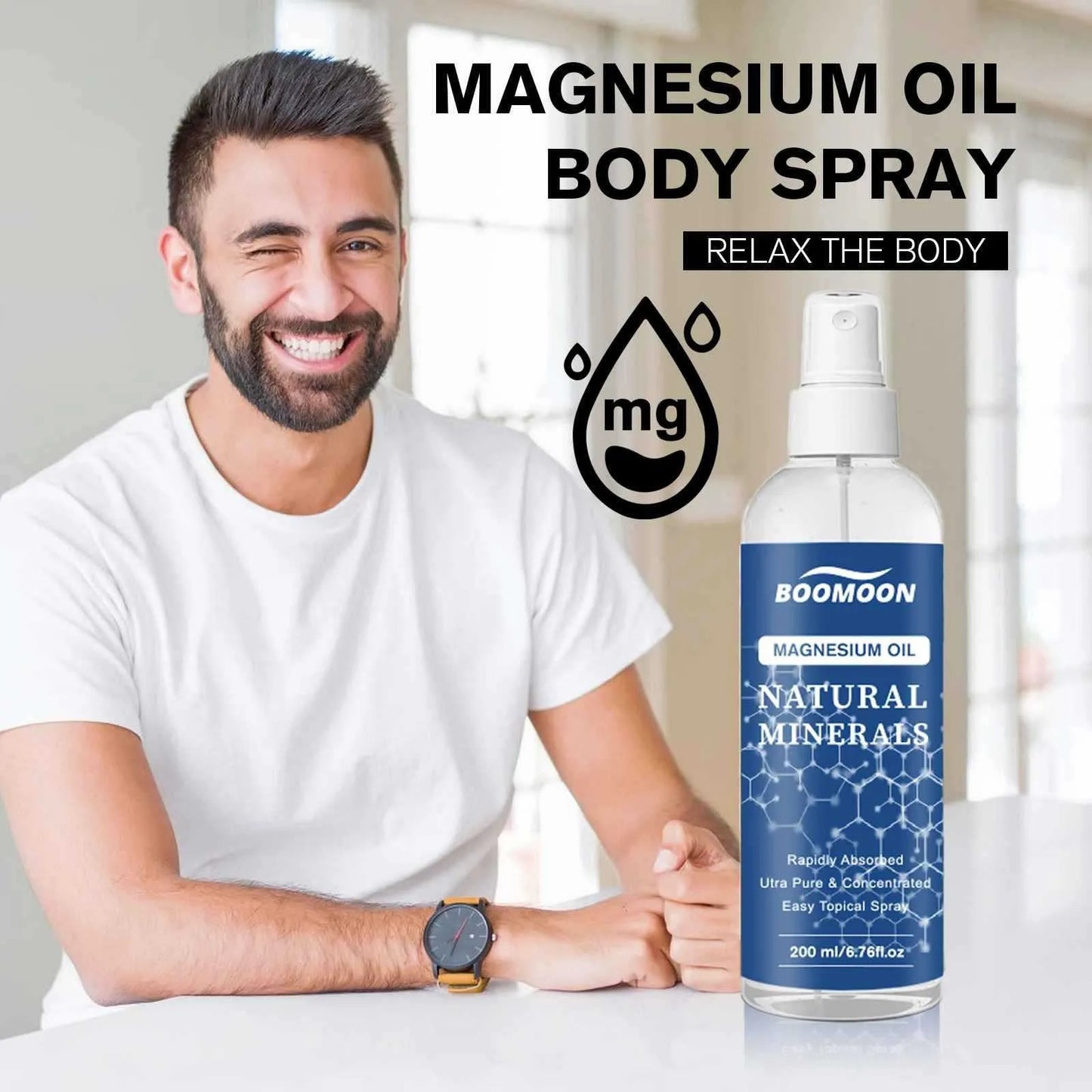 200ML Magnesium Relaxing Body Spray Magnesium Chloride Topical Magnesium Supplement Treatment Body Relax Health Care Gifts