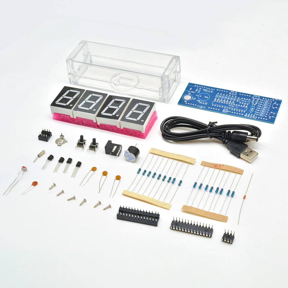 Electronic Clock DIY KIT LED Microcontroller Kit Digital Clock Time Light Control Diy Electronic Kit