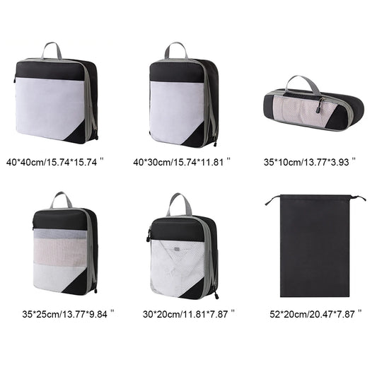 Set/6Pcs Compressible Packing Travel Storage Bag Cubes Waterproof Suitcase Portable Luggage Organizer With Handbag Packing Bag