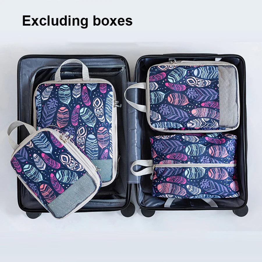 4pcs Compression Storage Bag Large Capacity Foldable Packing Cubes Washable Expandable Luggage Storage Bags Set