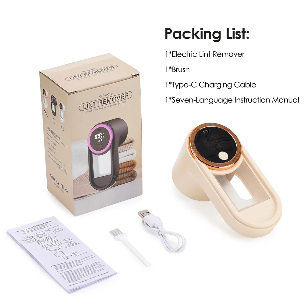  Lint Remover for Clothing 3 Speeds LED Digital Electric Pellet Fluff Remover Rechargeable Fuzz Fabric Shaver Sweater Hair