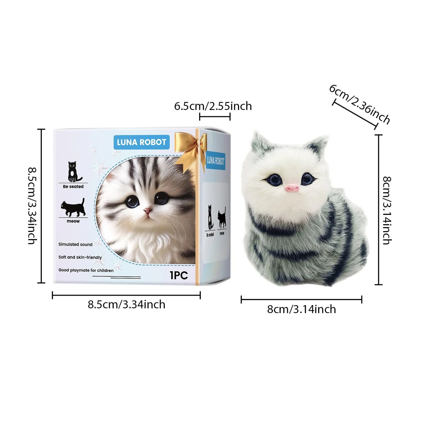 Robot Cat Toys Interactive Cat Meow Toy Funny Interactive Cat Robot Creative Robotic Cat Barking Meow Kitten for Chilren