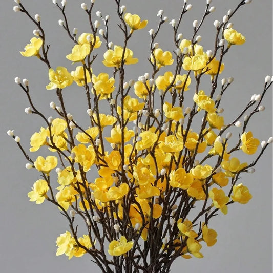 21.65 Inch Artificial White Plum Blossom Mini Wintersweet Faux Flower for Chinese Style Home Décor Arrangement