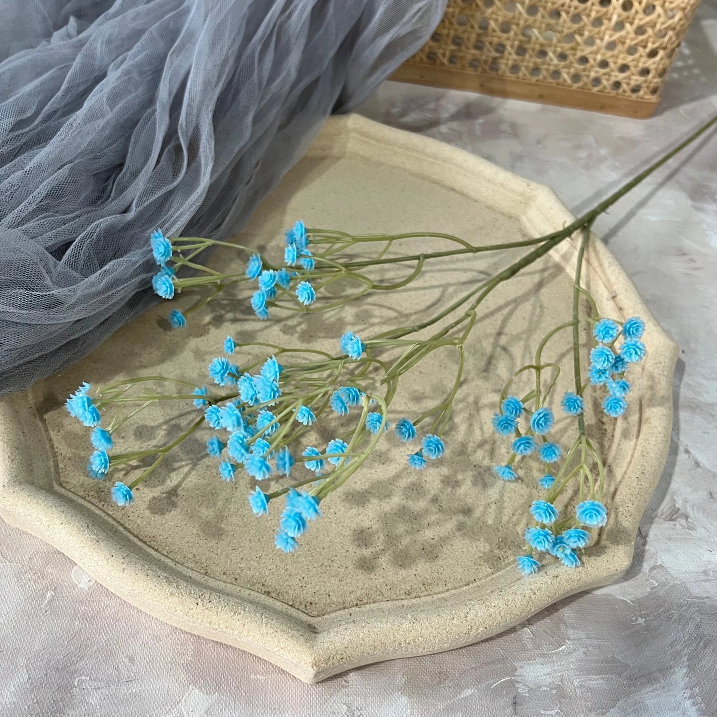 Artificial Plastic Soft Rubber Gypsophila Babys Breath Flower Branches Wedding Bouquet Floral Arrangement Accessories Home Decor