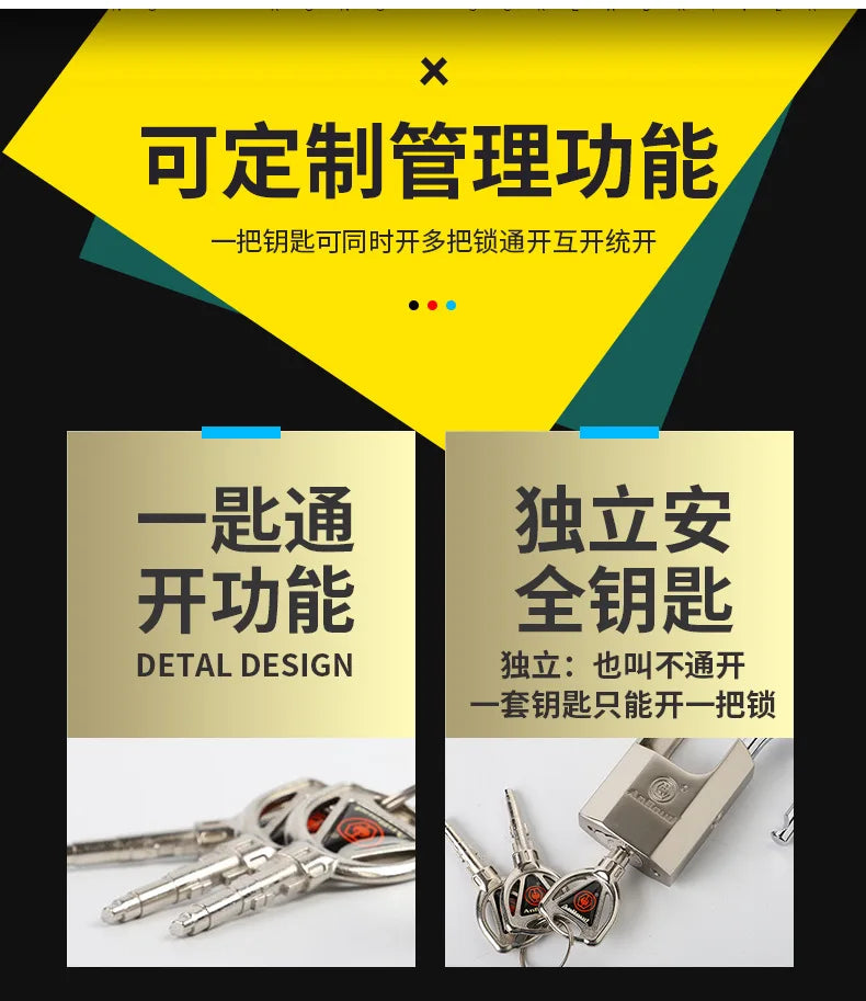 Strong Padlock with Key Outdoor Door Locks Classical Solid Dormitory Lock Anti-theft Warehouse Barn Big Cabinet Rustproof Locks