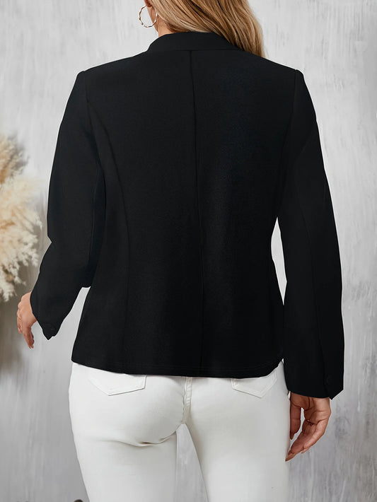Large-sized solid color suit jacket - elegant office outfit for ladies, casual outings