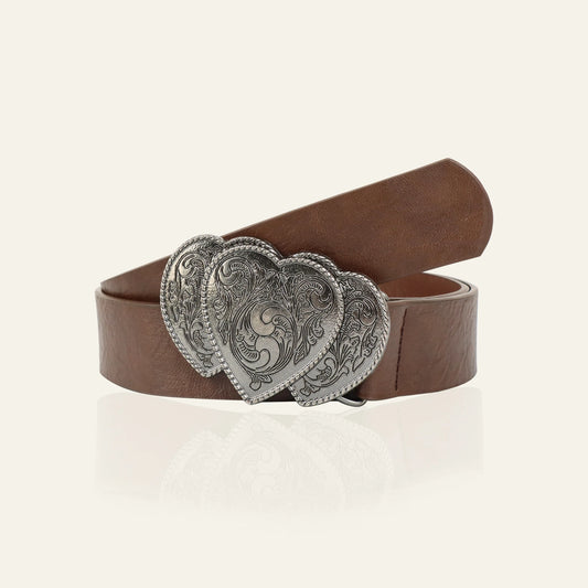 Vintage Heart Leather Belt Love Buckle Retro Embossed Belt Men's Pattern Belt Ethnic Belt Western Jeans Belt Goth