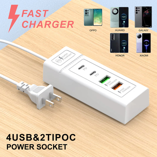 USB Plug Power Strip Charger Station Splitter 5V4A USB TYPE C 3.0 Fast Charger Phone Charging Plug USB US EU Electrical Socket