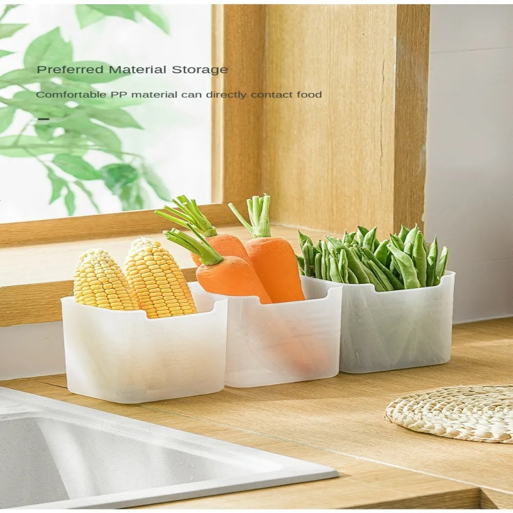 Plastic Refrigerator Organizer Bin Stackable Door Organizer Food Fresh Box Pantry Container Transparent Bins Shelf Basket
