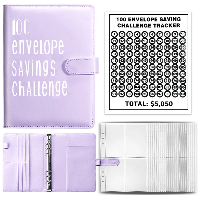 100 Envelope Cash Savings Challenge, Saving Challenge Envelop Book, Budget Envelope Financial Assistant, A5 Size Cash Binder