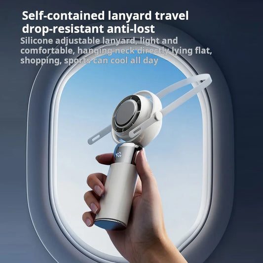 Handheld Fan High Speed Fan Handheld Outdoor Portable Fan Rechargeable Model Digital LifeDisplay Model Strong Wind Long Battery