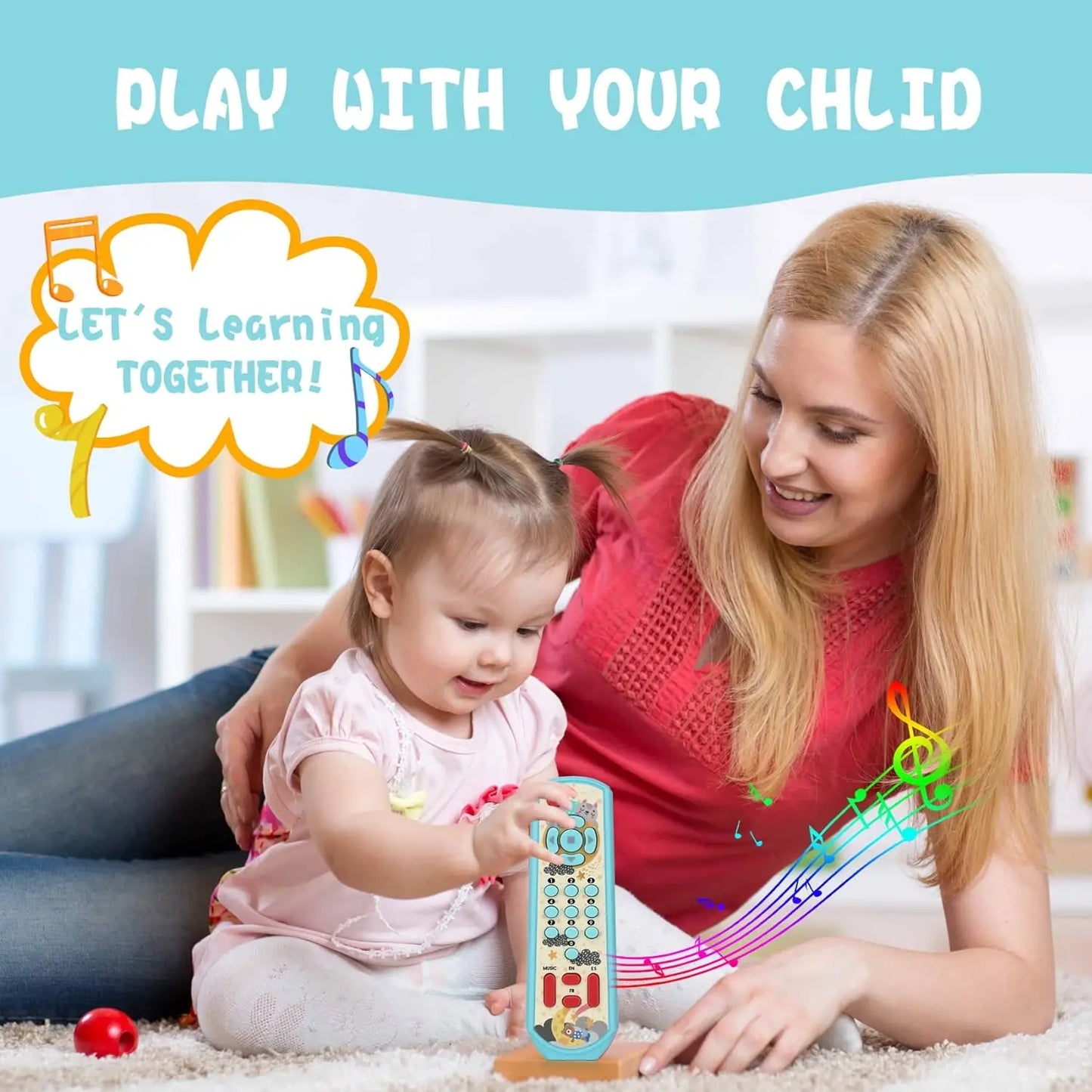 Silicone Teethers Toys for Babies 18 Months+, Baby Remote Control Chew Toy, Learning Musical Sensory Toys Gifts for Newborn Baby