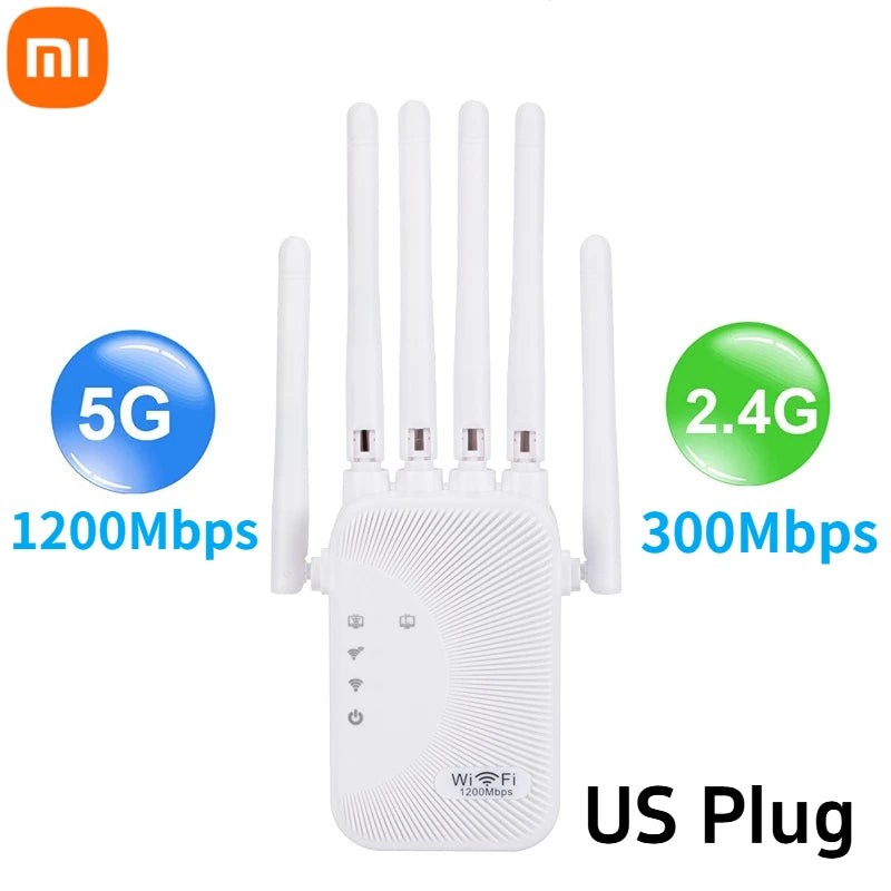 Xiaomi New 1200M WiFi Repeater 2.4G/5G Dual Band Wifi Amplifier Network Expander Range Extender 6 Antenna Wireless Wi-Fi Router