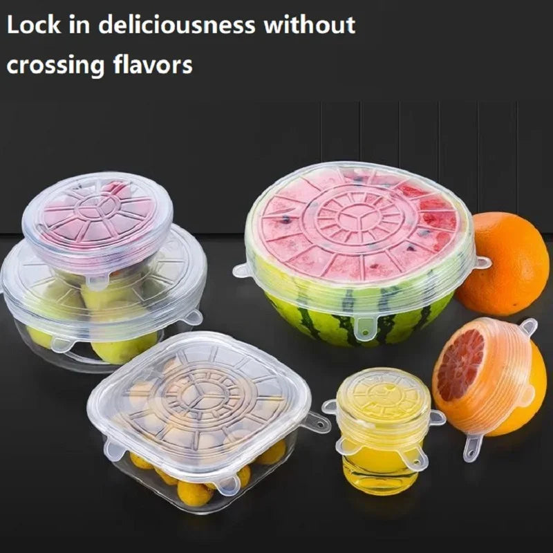 6pcs/set smiling face Multifunctional Fruit and Vegetable Fresh-Keeping Cover Reusable Silicone Stretch Lids for Food Bowls