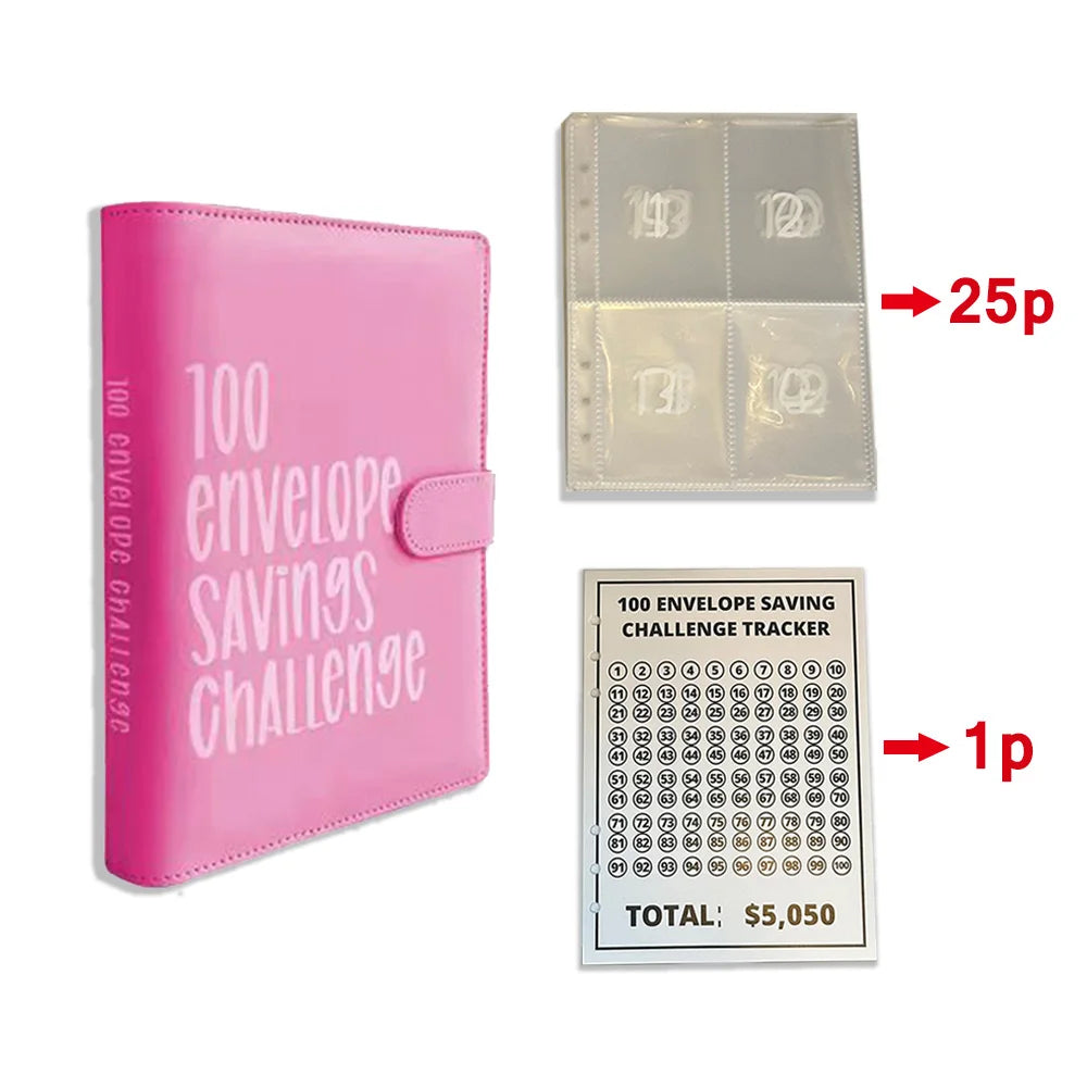100 Envelope Cash Savings Challenge Saving Challenge Envelop Book Budget Envelope Financial Assistant A5 Size Cash Binder