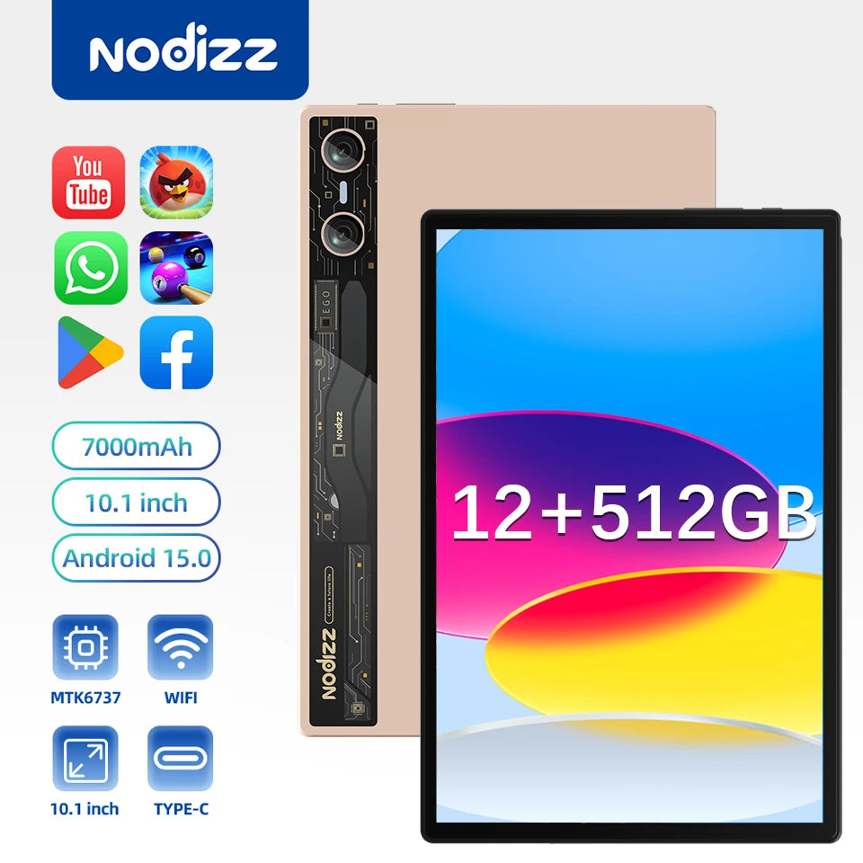 New Tablet Computer 10.1 inches Android 15 (RAM12GB+ROM512GB) HD Dual Card Tablet Computer Learning Office Entertainment Tablet