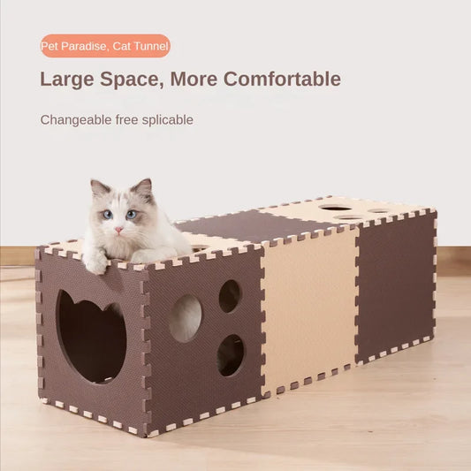 Cat Tunnel Toys EVA Foam Scratchig Board Ground Play Foldable Tunnel DIY Combination Interactive Toys Cat Training Accessories