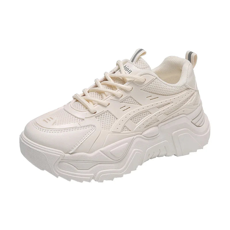 Black Daddy Thick Sole Sneakers Casual Vulcanized Shoes Women High Platform Sneakers Lace Up White Sneakers Women