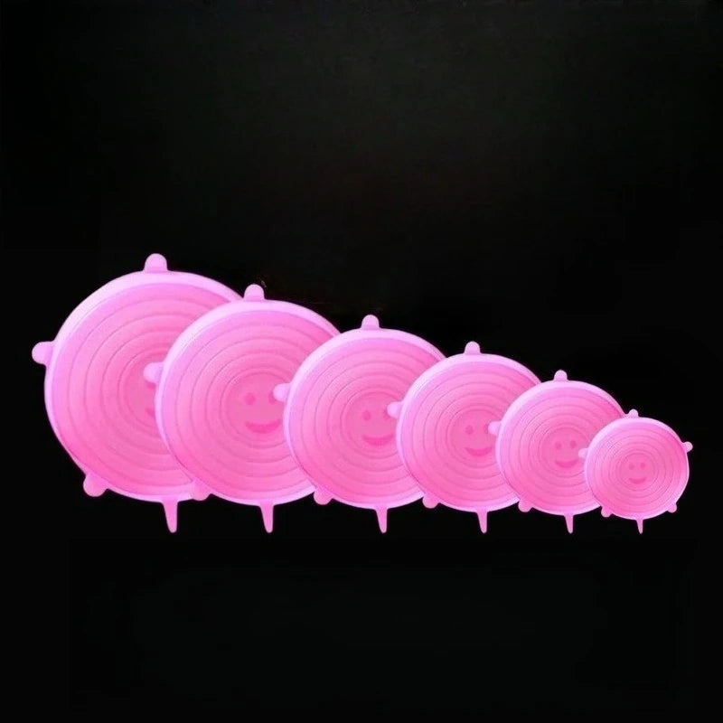 6pcs Silicone Elastic Lids Reusable Stretchable Round Food Lids Suitable for Various Food Containers Microwave/dishwasher Safe