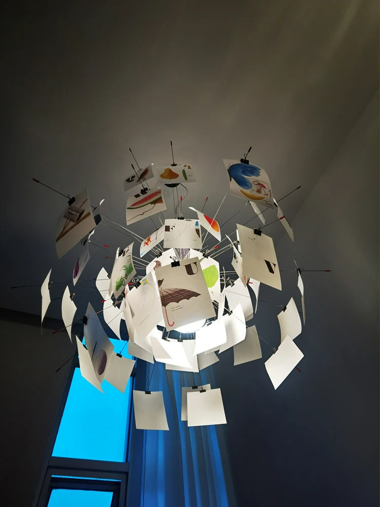 home decor Living room paper pendant lamp Zettel art DIY album card chandelier creative room decorative led lights