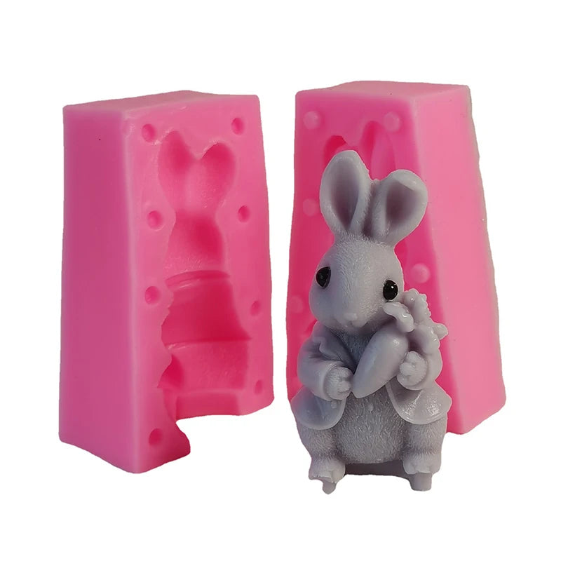 3D rabbit mold for DIY scented candles; animal-shaped decoration figurine