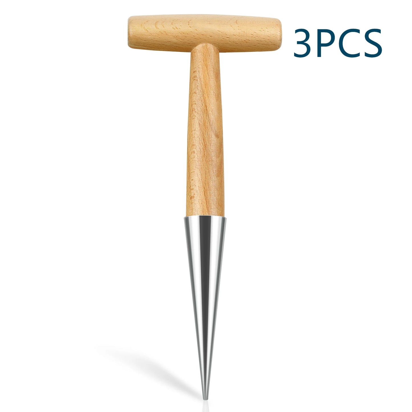 Gardening Hole Puncher Wooden Handle T-shaped Fertilizer Planting Tool Punching Sower Garden Flower Plants Supplies Accessories