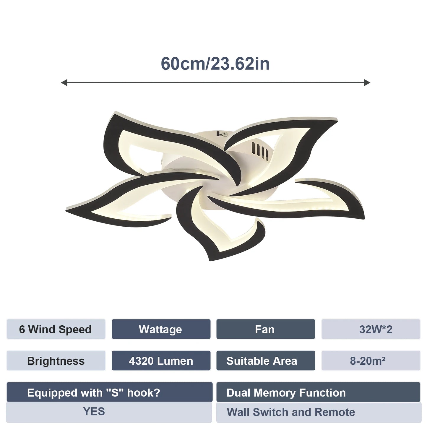 LED Ceiling Light Modern Black/White Acrylic Decor Lamp Bedroom Living Room Study Indoor Home Creativity Decorative