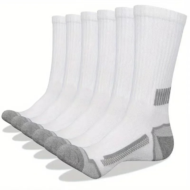6 Pairs of MEN'S Sports Socks, Sweat Absorbing, Comfortable and Breathable, Suitable for Basketball Training and Outdoor Running
