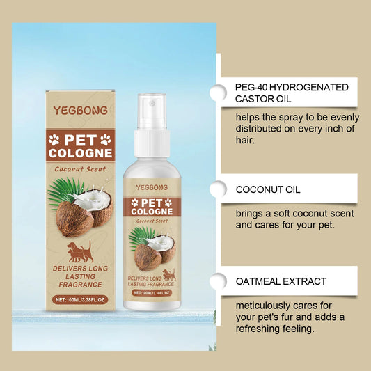 YEGBONG 100ml Coconut Scent Pet Odor Eliminator Spray Natural Formula Neutralize Urine Odors Freshen Indoor Air for Dogs Cats