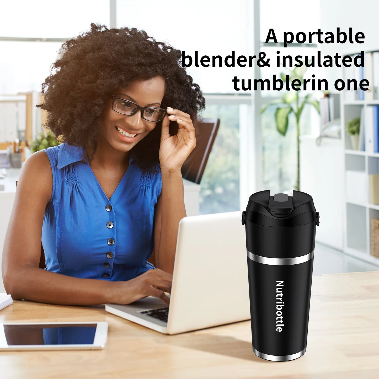 Portable Home Blender, Electric Cordless Juicer, Thermos Cup, Multifunctional Charging Wall Breaker.