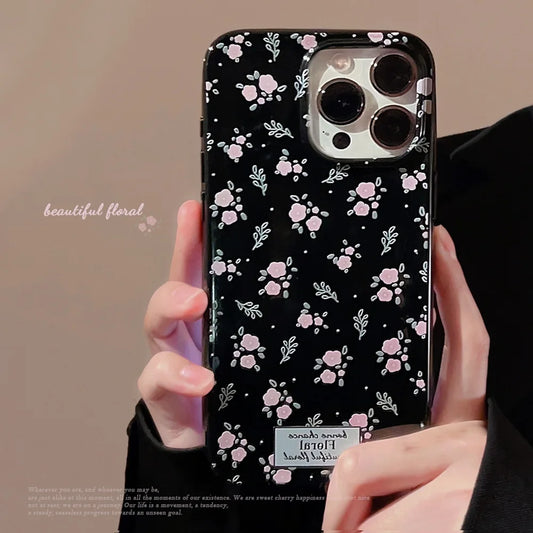 Korean Cute Flower Phone Case For iPhone 16 15 14 13 12 11 Pro Max XS XR 7 8 Plus SE Mini Soft Shockproof Protective Back Cover