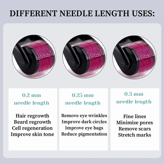 540 Needles for Facial Body Hair Growth Derma Roller for Skin Beard 0.2mm 0.25mm 0.3mm Skin Care Treatment Microneedle