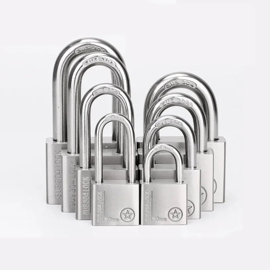 304 Stainless Steel Padlock Cabinet Outdoor Lock Head Furniture Lock Waterproof Rust-Proof Door Lock with 4 keys