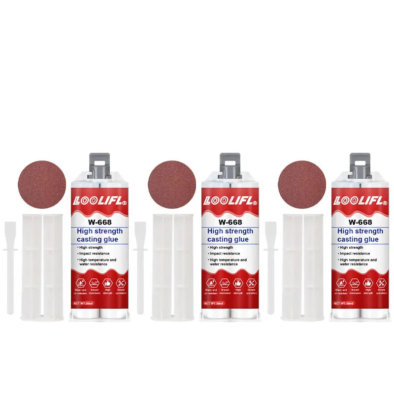 Casting adhesive, strong welding adhesive, suitable for cast iron and cast aluminum, waterproof and corrosion resistant.