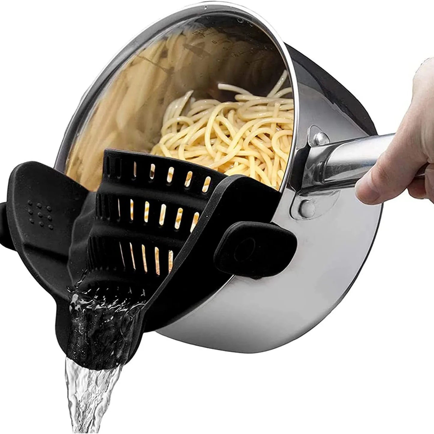 1pc Adjustable Silicone Clip-On Strainer for Pots, Pans, and Bowls - Handheld Drainer for Noodles, Pasta