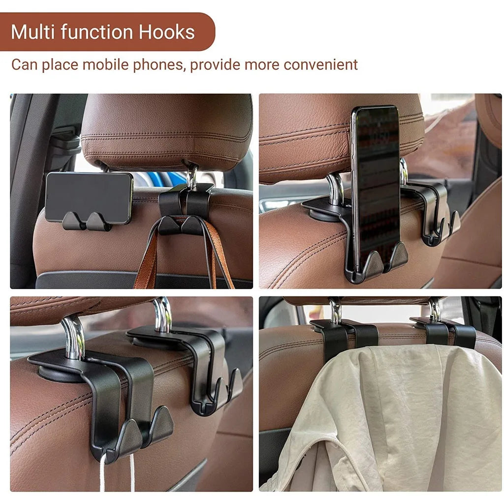 1Pcs Car Seat Back Double Hook Headrest Hanger Car Bag Pouch Clothes Hanging Hooks Duarable Fastener Clip Interior Accessories