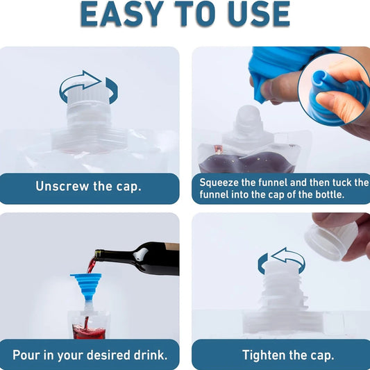 Plastic Flasks Reusable Drinks Pouches Juice Flasks, Plastic Flasks for Travel, Outdoors, Concerts, Events, Leak-Proof, BPA Free