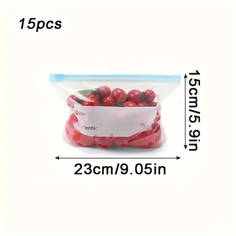 Leak proof freezer bag with zipper lock - reusable, fresh-keeping and sealed food storage bag, suitable for kitchen organization