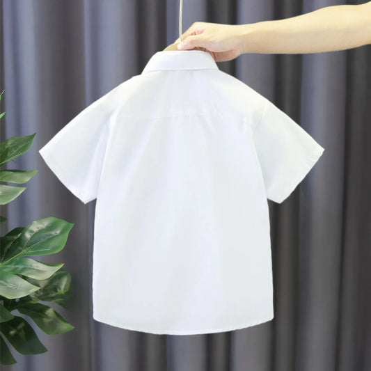 Summer New Baby Boy Shirt Simple Style White Short Sleeved Children'S Clothing Suitable For Heights Of 120-180cm