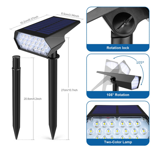 LED Outdside Lighting Light Sensor Garden Park Night Decor Lawn Pathway Solar Spotlight Walkawy Lamp White/Warm White Lights 