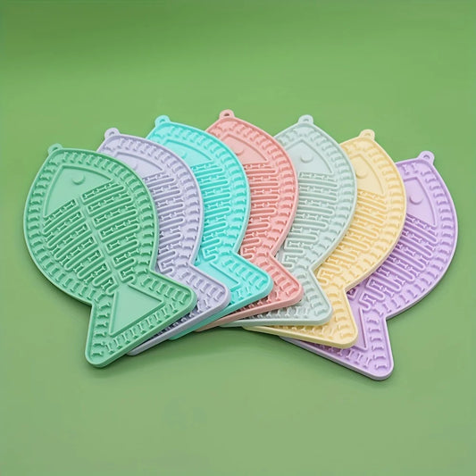 1pc Interactive Fish-Shaped Silicone Pet Lick Mat with Suction Cups Textured Slow Feeder for Dogs and Cats Durable Easy Clean