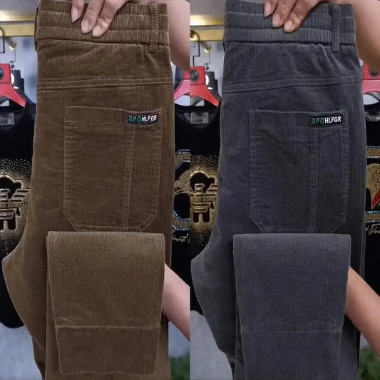 Autumn Winter Casual Pants Elastic Wais Men Corduroy Trousers Six Pockets Joggers Baggy Slim Mens Trousers Designer Sweatpants