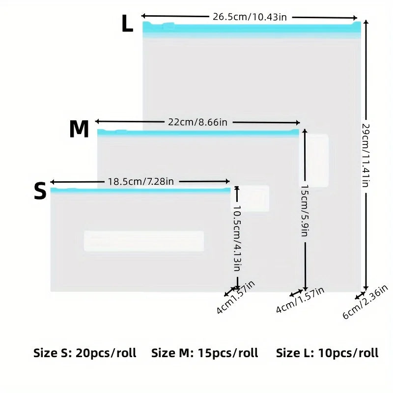 45pcs Ziplock Storage Bags-Leak-Proof,for Fruits,Vegetables, Grains & Meats | Ideal for Kitchen Organization & Food Preservation