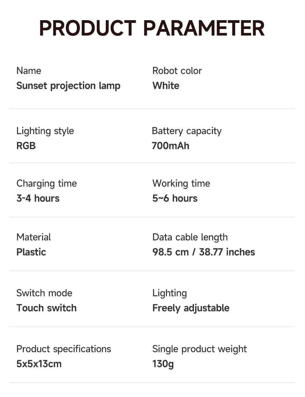 LED Seven Colors Light Sunset Light Astronaut Light Rainbow Projection Night Light 360Degree Rotation Rechargeable Ambient Light
