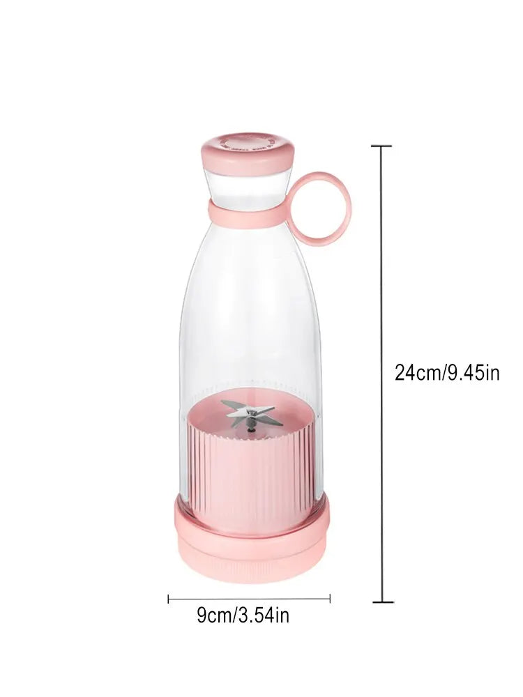 USB Rechargeable Portable Blender Juicer 380ml Compact Smoothie Maker for Fruits Vegetables Quiet Cordless Mixer with Travel Lid